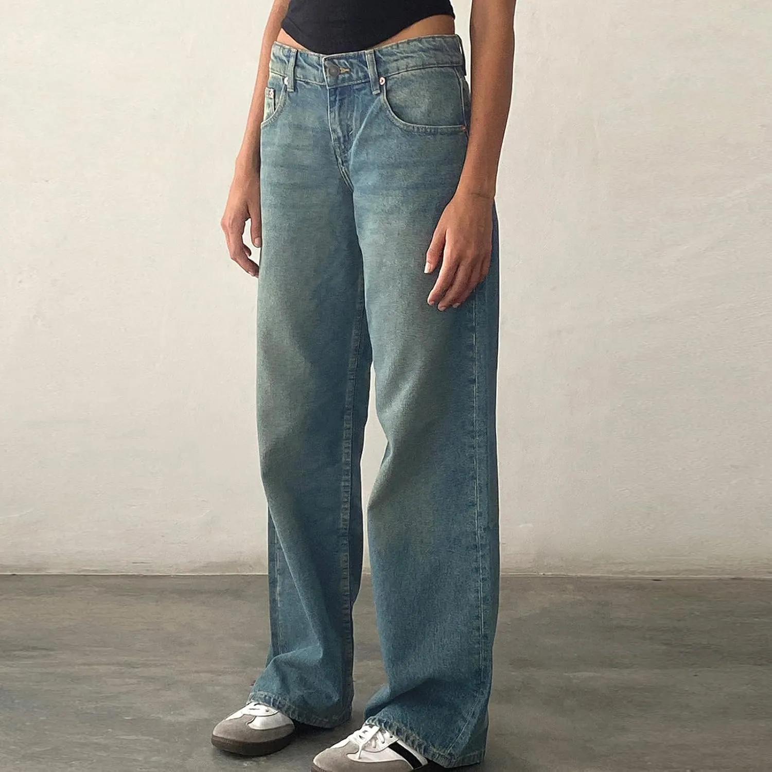 Women's Wide Leg Jeans Loose Trouser Jeans High Waisted Straight Leg Stretch Denim Pants Casual Trendy Denim Pants