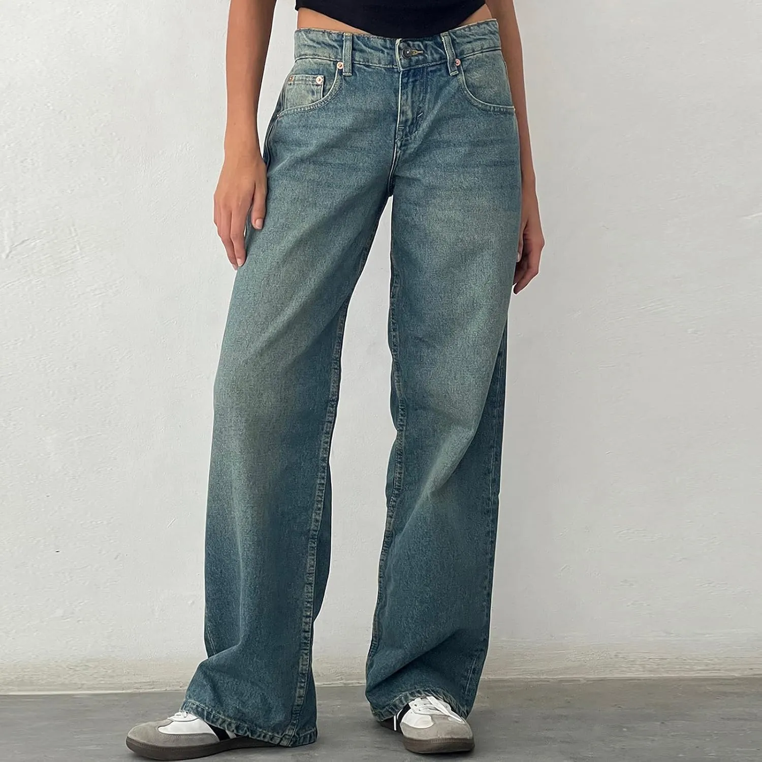 Women's Wide Leg Jeans Loose Trouser Jeans High Waisted Straight Leg Stretch Denim Pants Casual Trendy Denim Pants