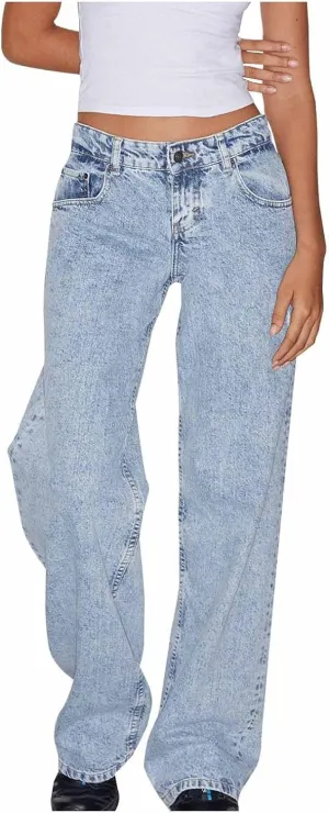 Women's Wide Leg Jeans Loose Trouser Jeans High Waisted Straight Leg Stretch Denim Pants Casual Trendy Denim Pants