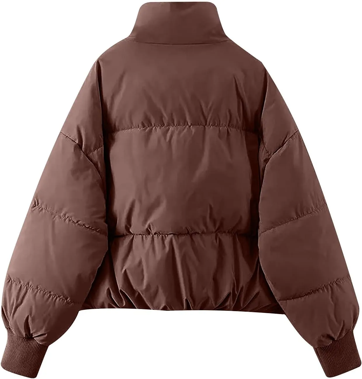 Womens Winter Cropped Puffer Jacket Coat Short Warm Quilted Jacket Zip Up Down Jackets Cozy Outerwear Padded Coat