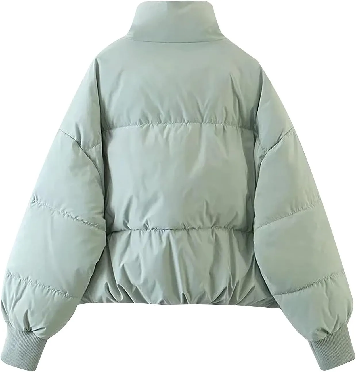 Womens Winter Cropped Puffer Jacket Coat Short Warm Quilted Jacket Zip Up Down Jackets Cozy Outerwear Padded Coat