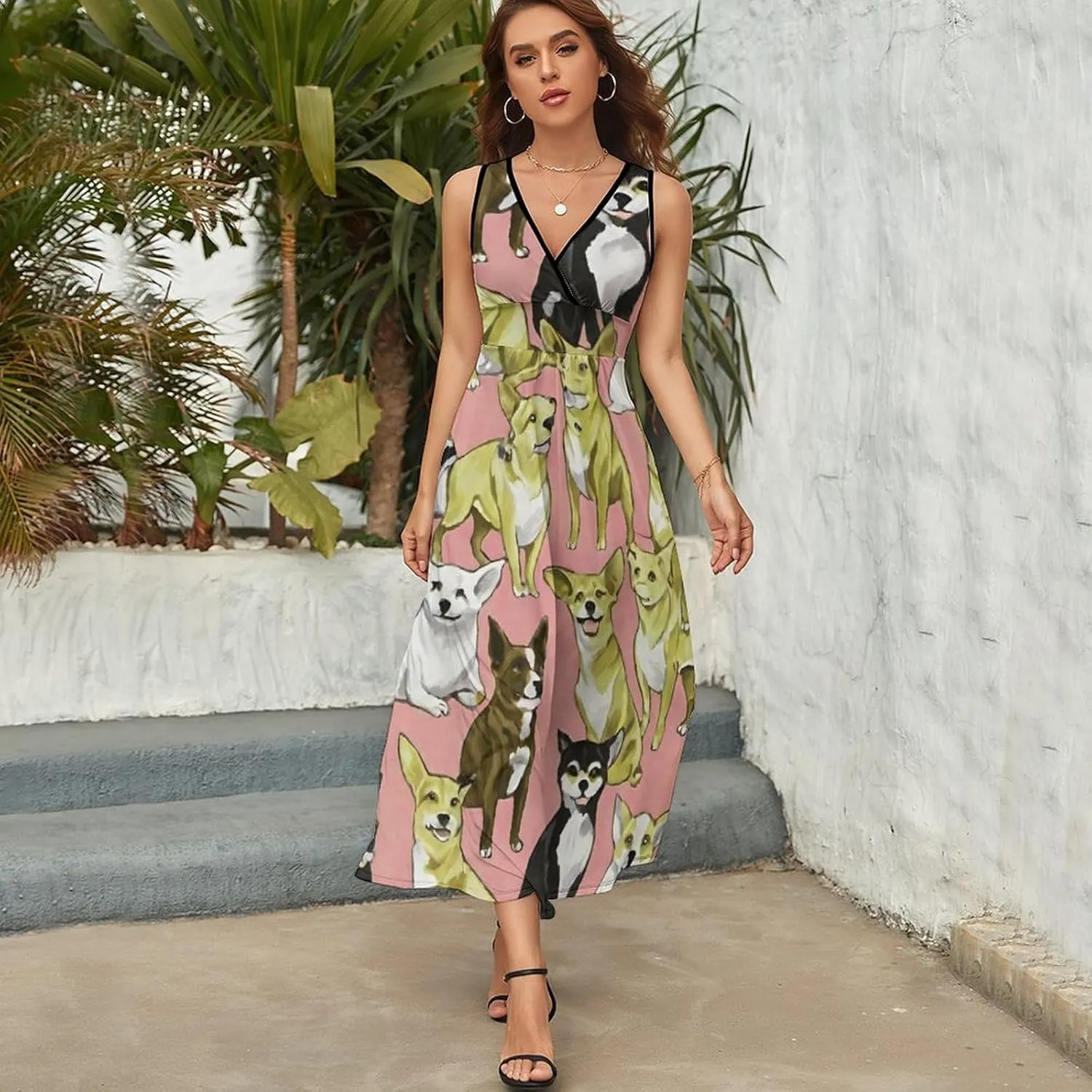 Women's Wrap Sleeveless Flowy Long Dress for Party Beach Date