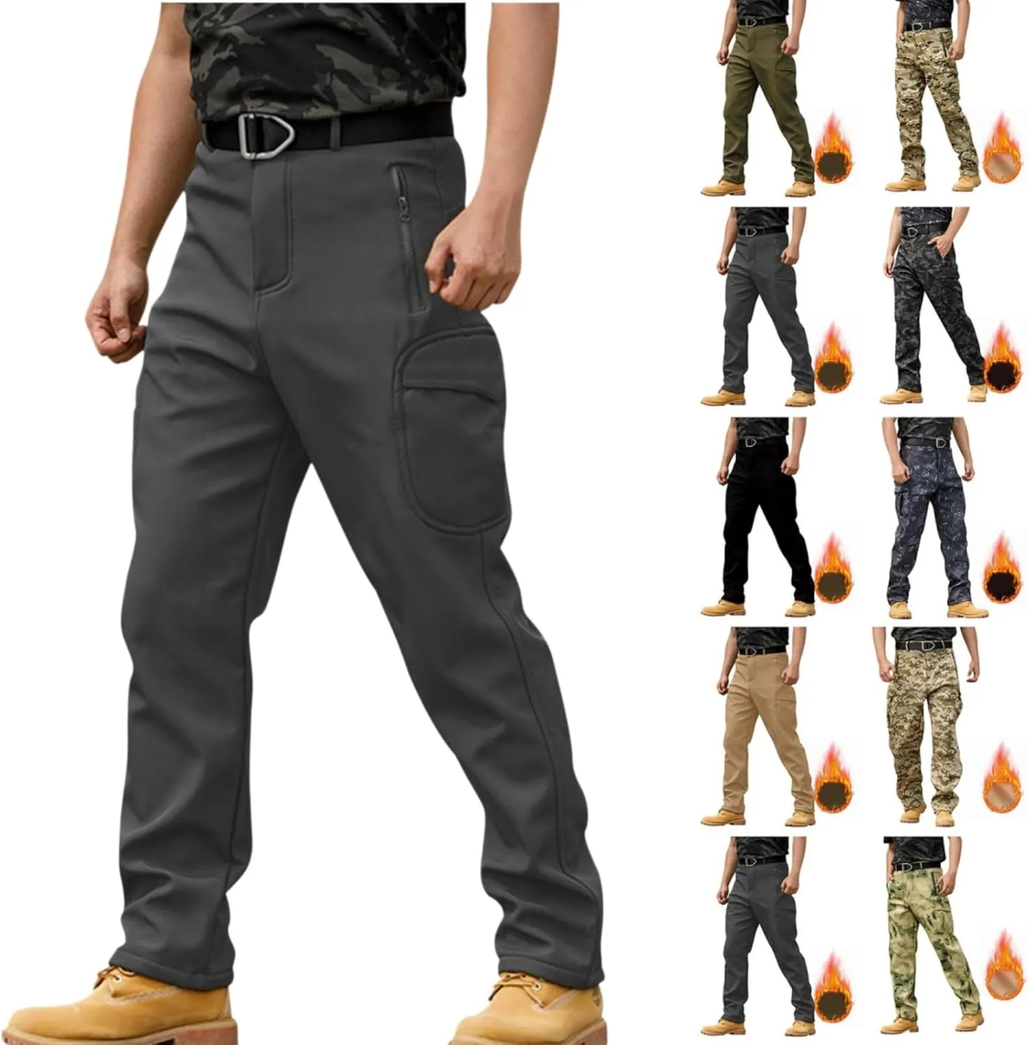 Work Pants for Men Multi Pockets Pants: Tactical Thermal Lightweight Trendy Pants