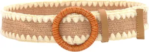 Woven Belt for Women Straw Woven Elastic Stretch Wide Waist Belt Bohemian with Buckle