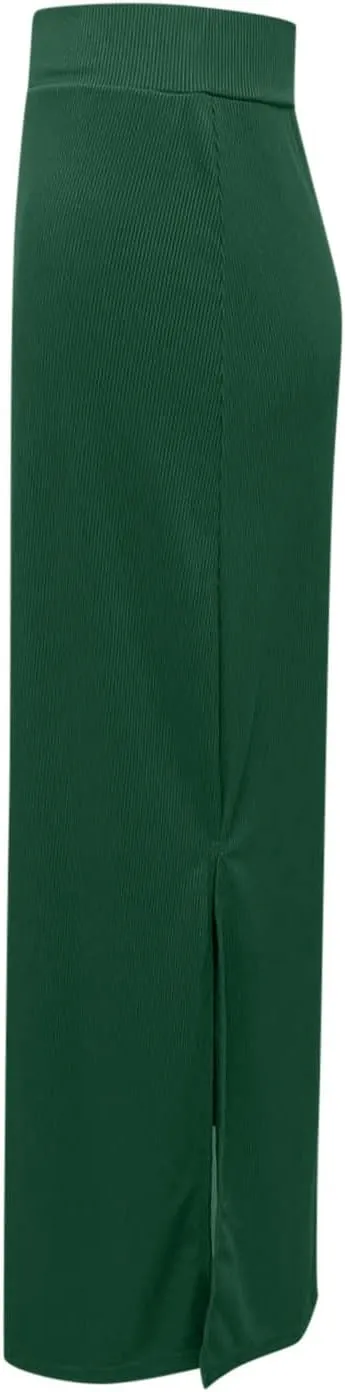 XUNRYAN Womens Maxi Skirt Dressy Casual Sexy Knit Bodycon Side Slit Skirts High Waist Summer Fashion Clothes Streetwear