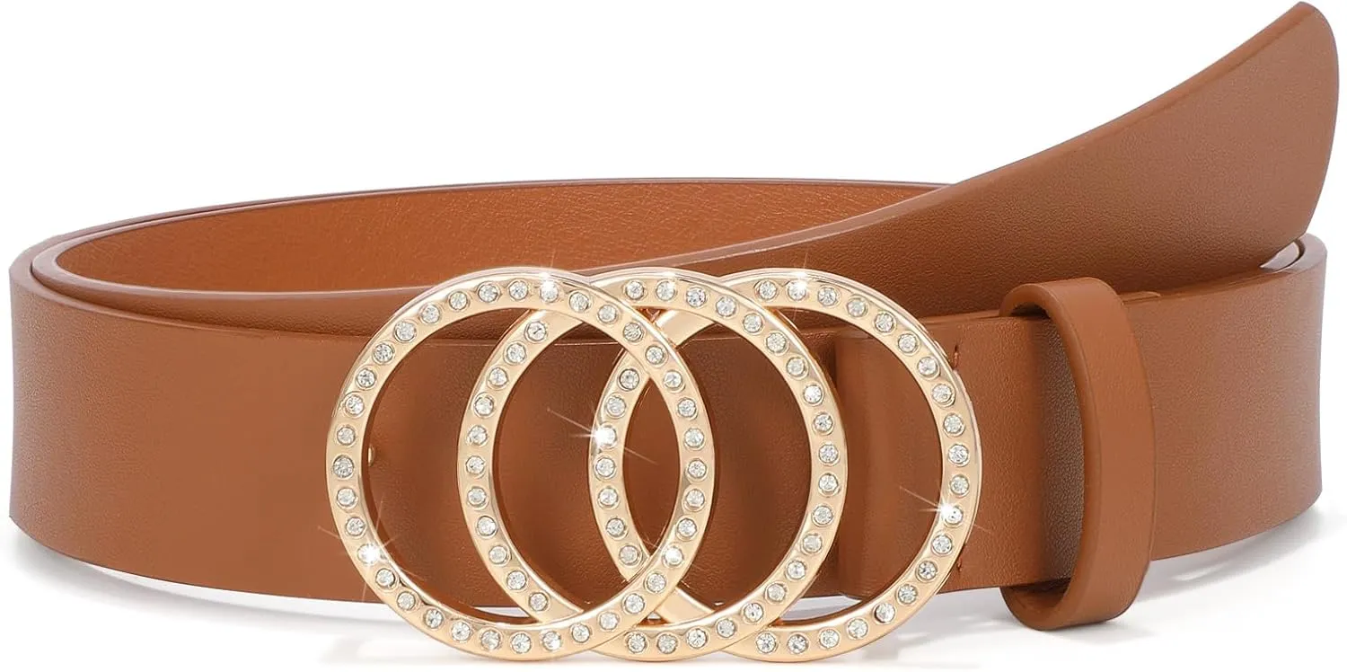 XZQTIVE Women Belts For Jean Dress Pant Fashion Leather Belt With Circle Buckle