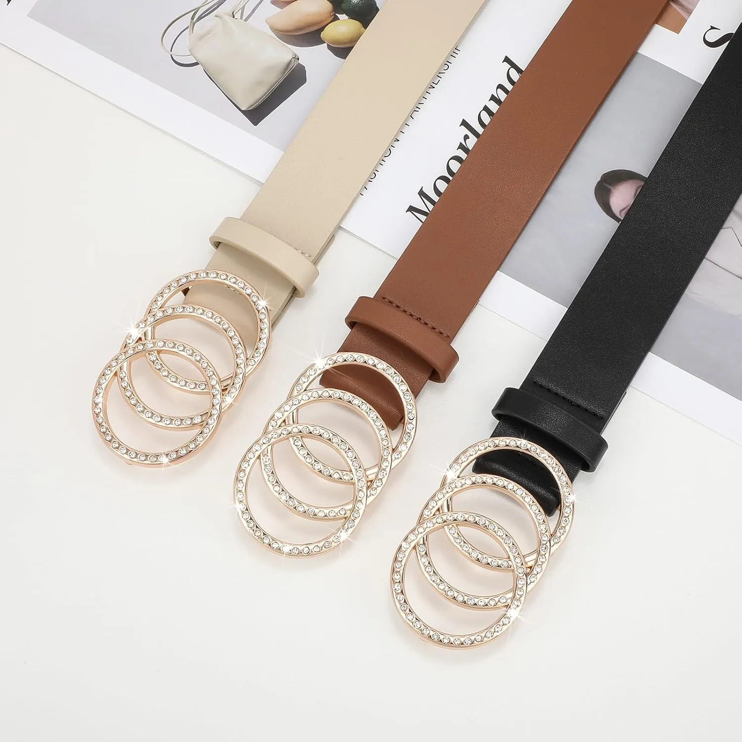 XZQTIVE Women Belts For Jean Dress Pant Fashion Leather Belt With Circle Buckle