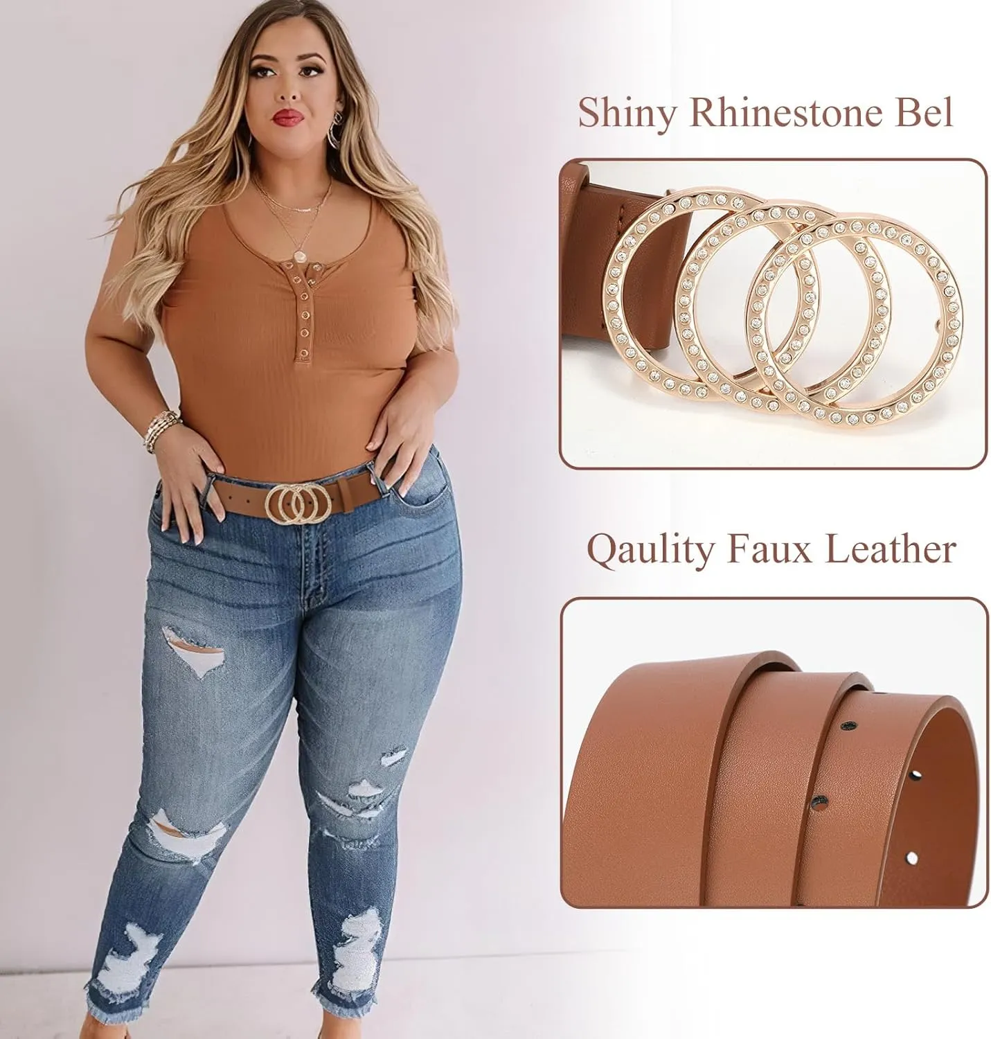 XZQTIVE Women Belts For Jean Dress Pant Fashion Leather Belt With Circle Buckle