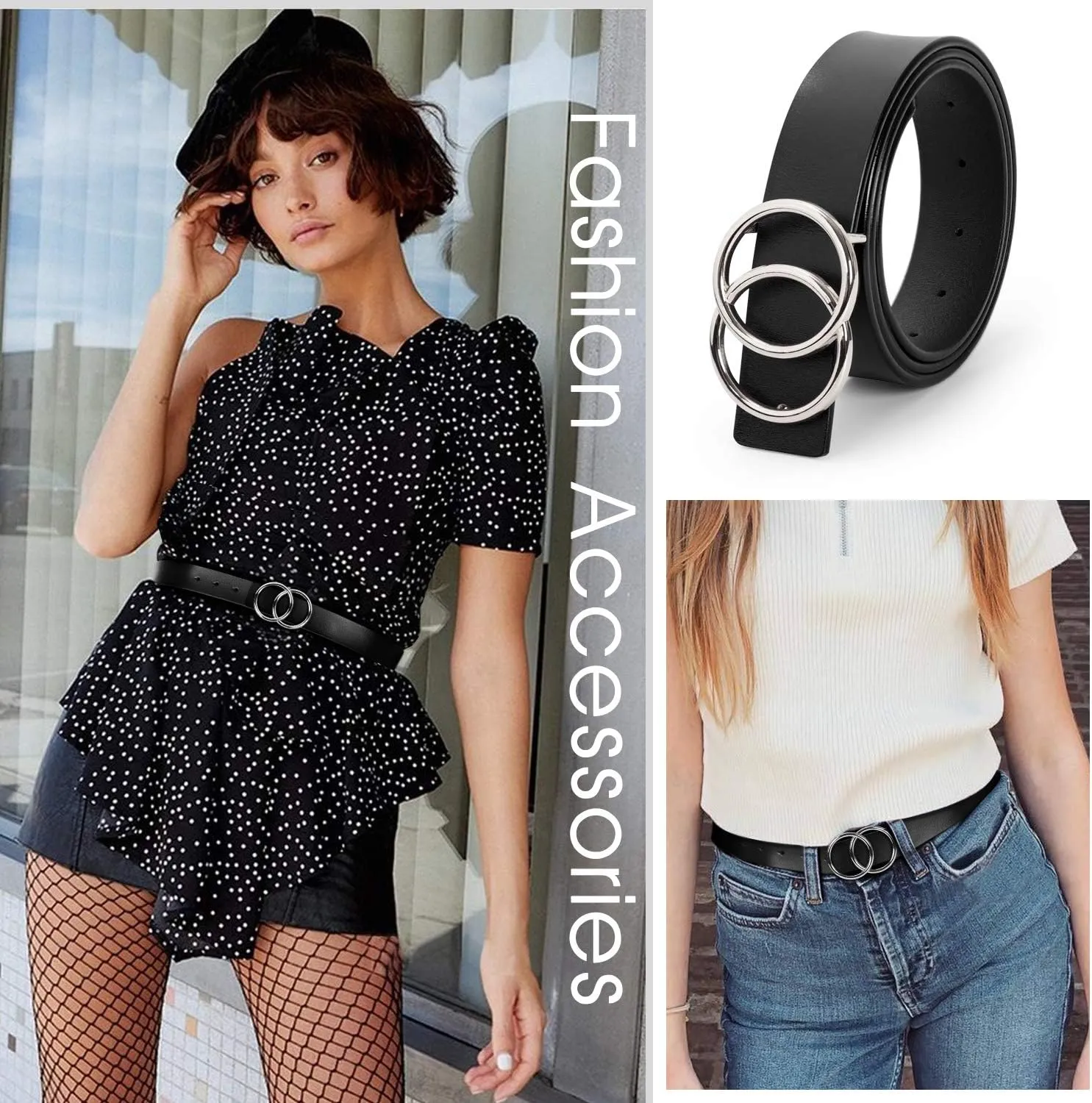 XZQTIVE Women Belts For Jean Dress Pant Fashion Leather Belt With Circle Buckle