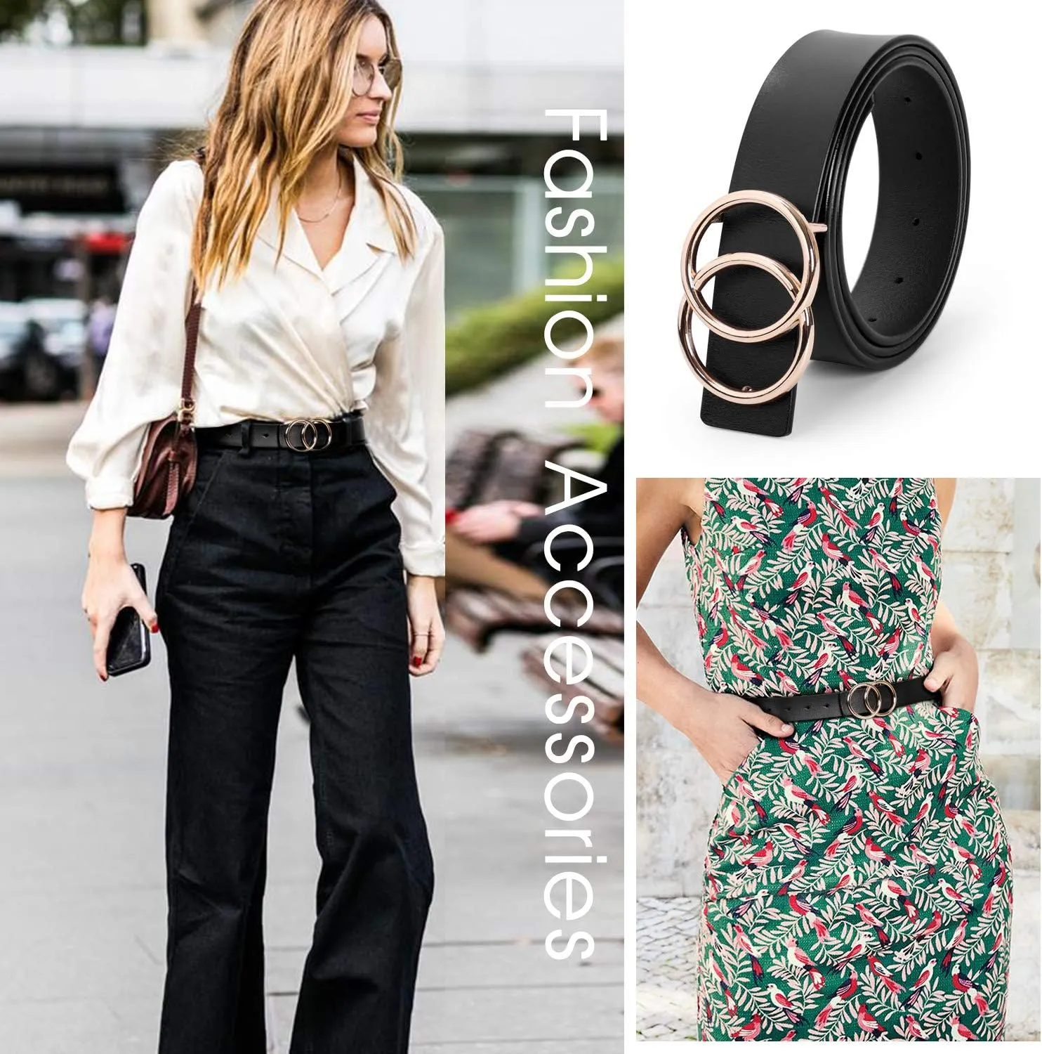 XZQTIVE Women Belts For Jean Dress Pant Fashion Leather Belt With Circle Buckle