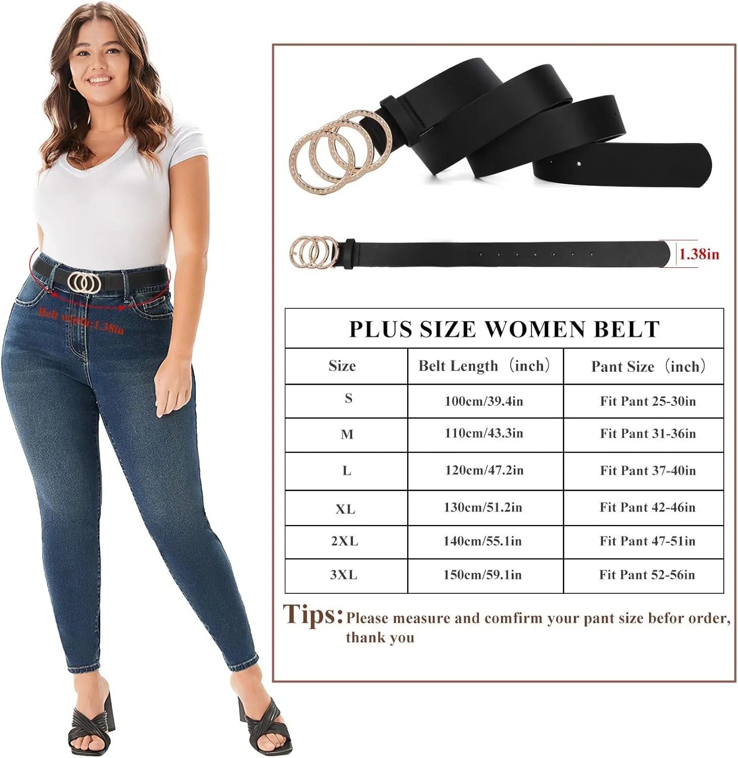 XZQTIVE Women Belts For Jean Dress Pant Fashion Leather Belt With Circle Buckle