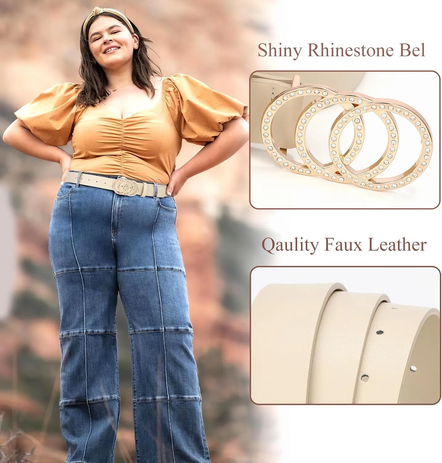 XZQTIVE Women Belts For Jean Dress Pant Fashion Leather Belt With Circle Buckle