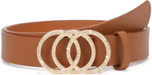 XZQTIVE Women Belts For Jean Dress Pant Fashion Leather Belt With Circle Buckle