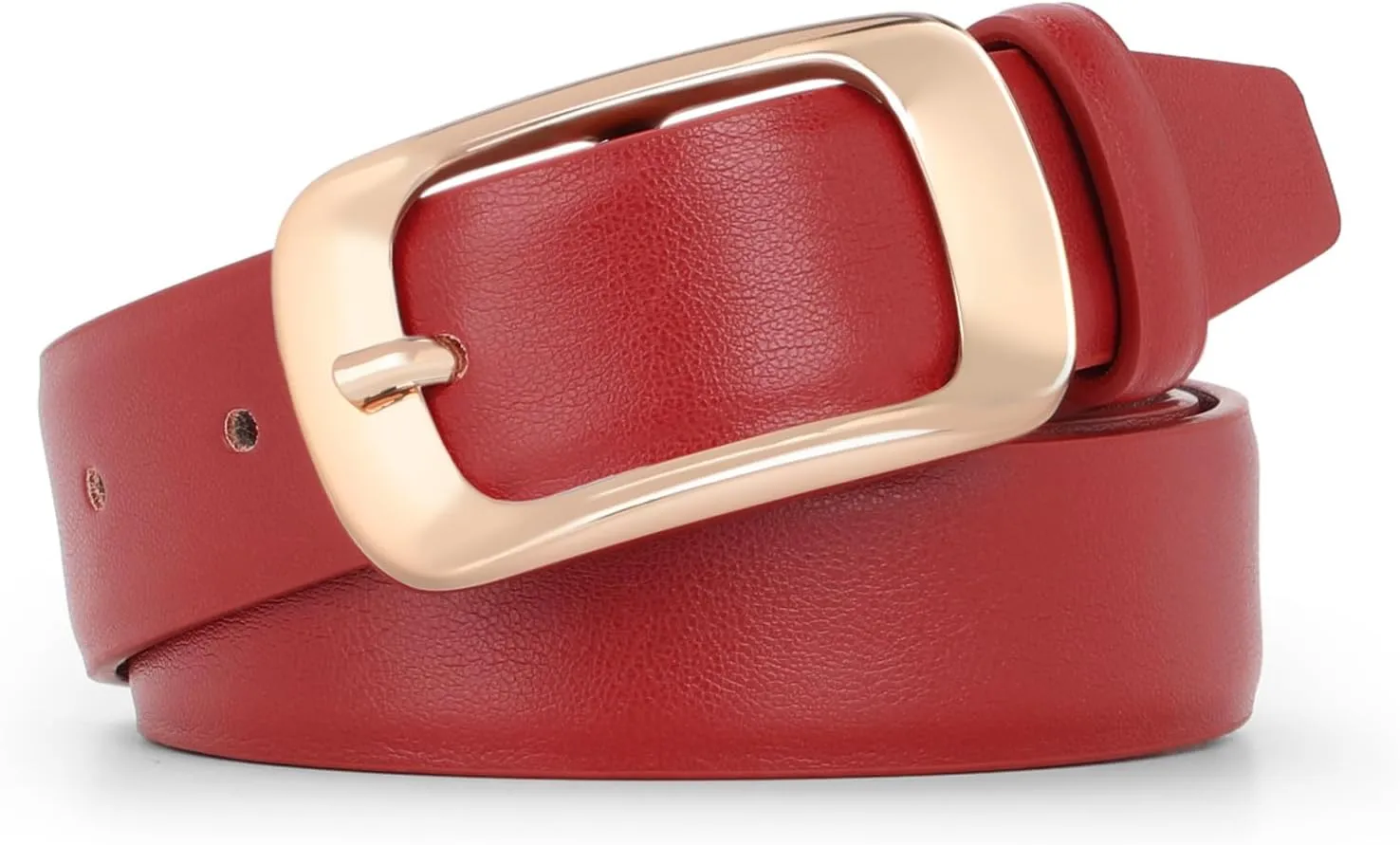 XZQTIVE Women Leather Belts for Jeans Pants, Black/Brown Waist Dress Belts with Gold/Silver Buckles, Fit Sizes S to XL