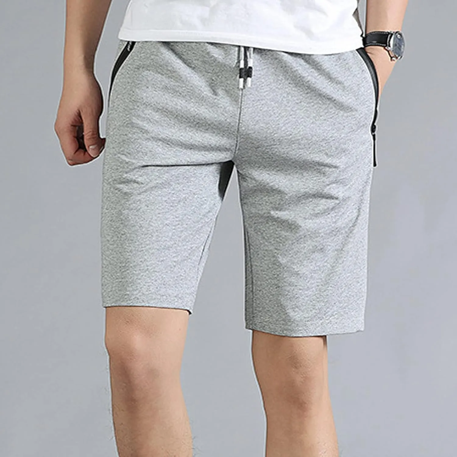 Ymosrh Men's Shorts Casual Quick Dry Lightweight Athletic Training Running Gym Workout Shorts with Zipper Pockets