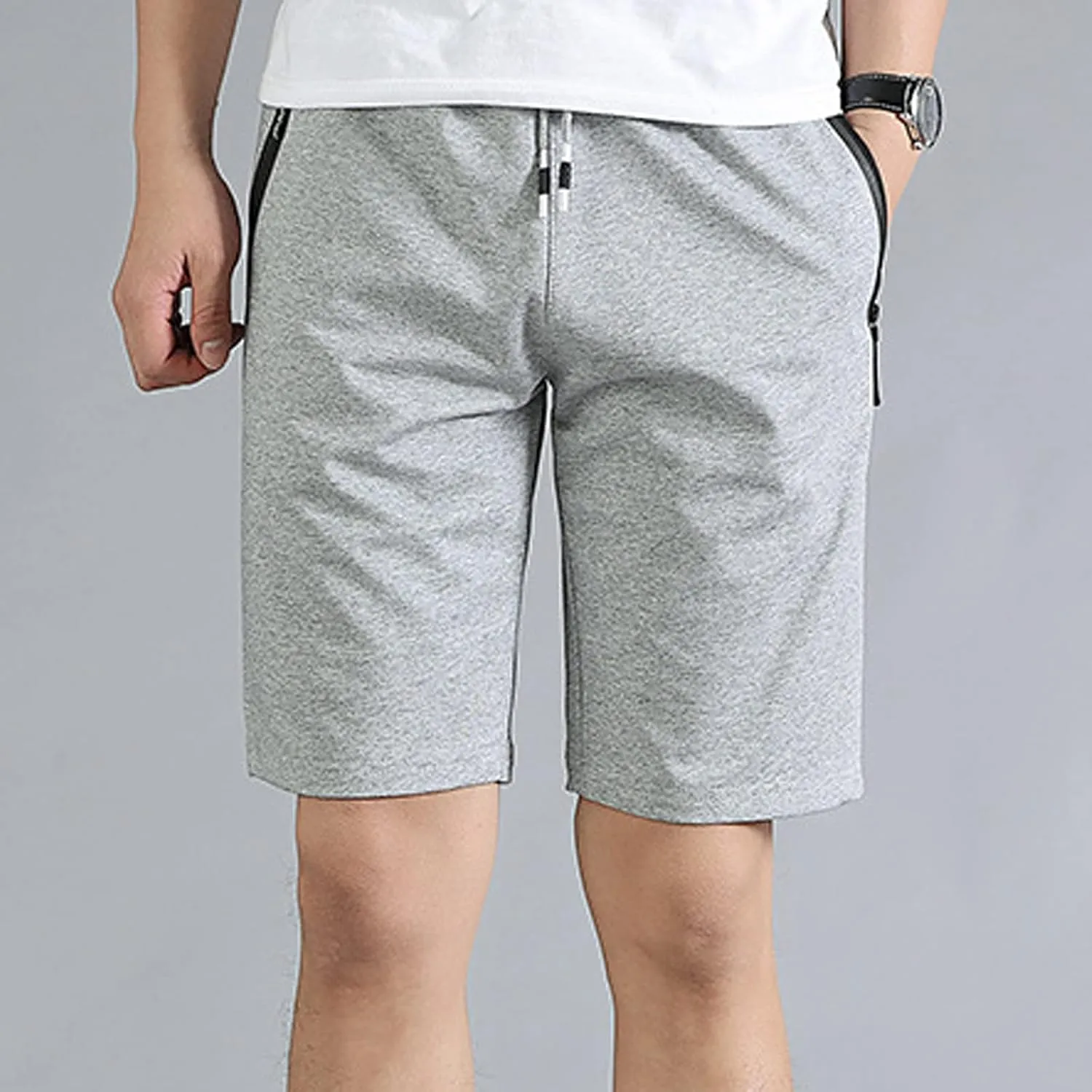 Ymosrh Men's Shorts Casual Quick Dry Lightweight Athletic Training Running Gym Workout Shorts with Zipper Pockets