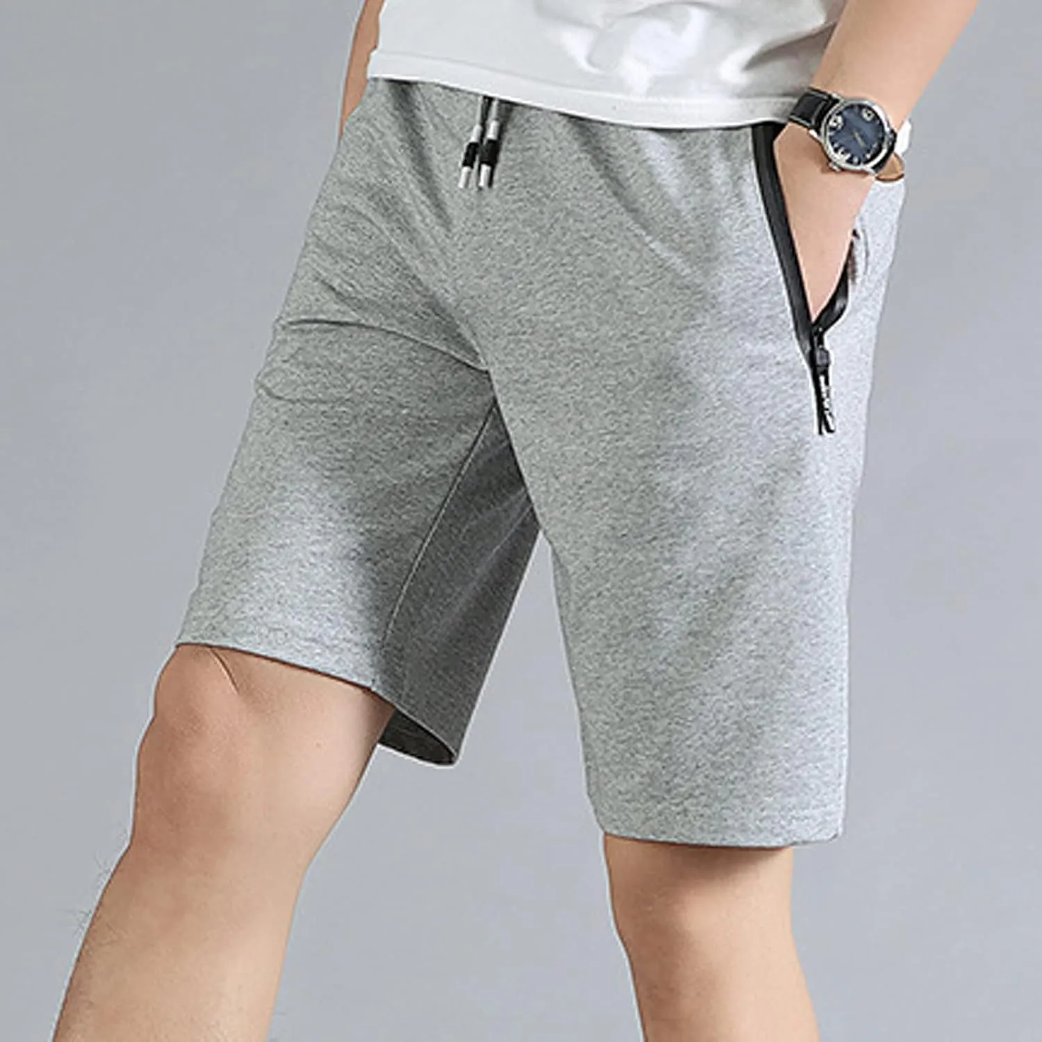 Ymosrh Men's Shorts Casual Quick Dry Lightweight Athletic Training Running Gym Workout Shorts with Zipper Pockets