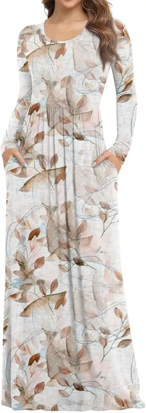 ZEFOTIM Long Sleeve Dress for Women Floral Dresses Summer Dresses for Women Long Dresses V Neck Dresses Spring Dresses