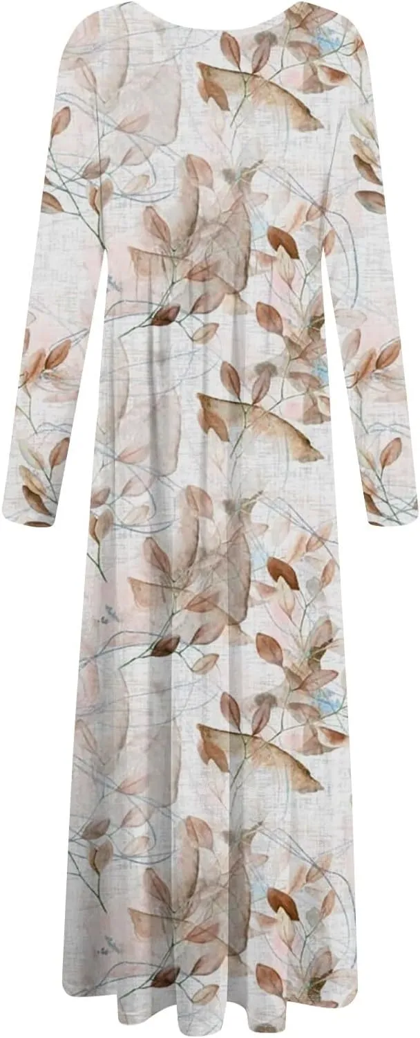 ZEFOTIM Long Sleeve Dress for Women Floral Dresses Summer Dresses for Women Long Dresses V Neck Dresses Spring Dresses