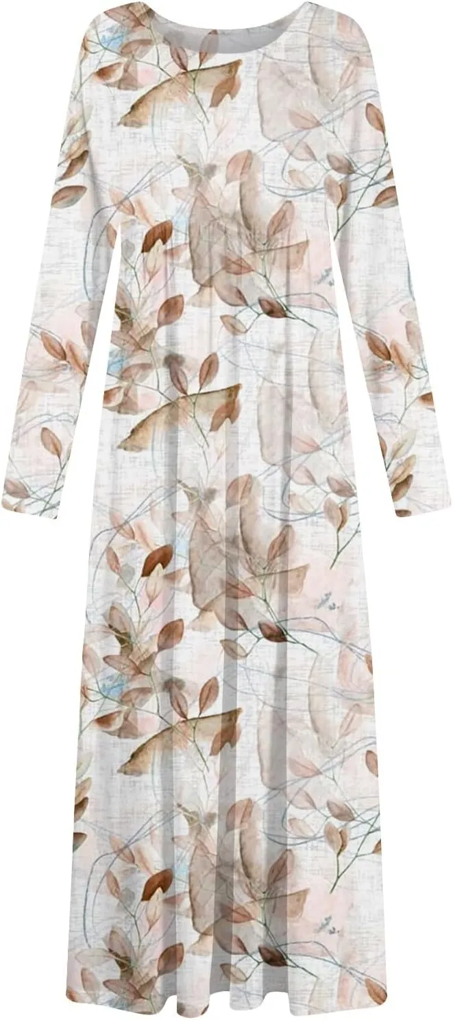 ZEFOTIM Long Sleeve Dress for Women Floral Dresses Summer Dresses for Women Long Dresses V Neck Dresses Spring Dresses